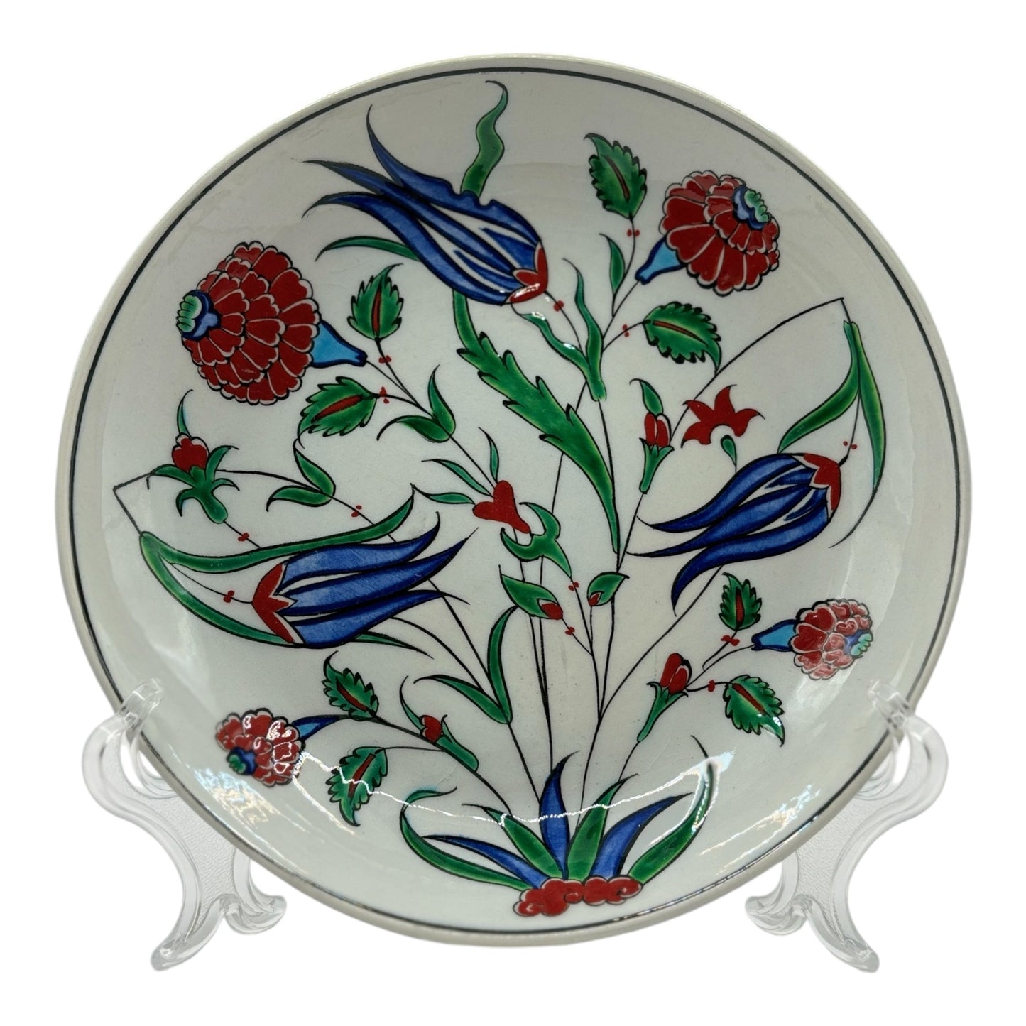 İznik meze tabağı - çiçek desenli
