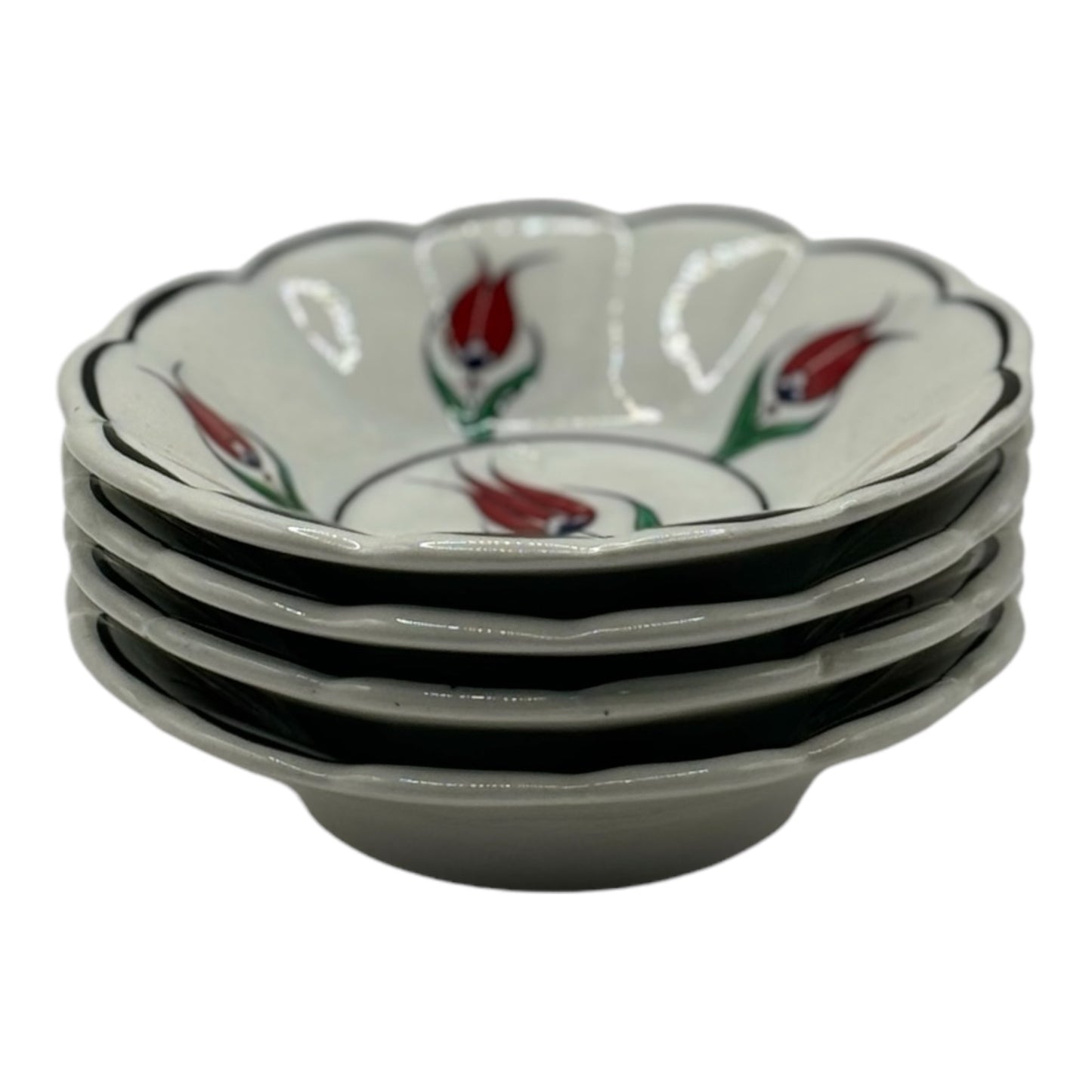 Turkish Tea Plates Set of 4 - Tulip Pattern