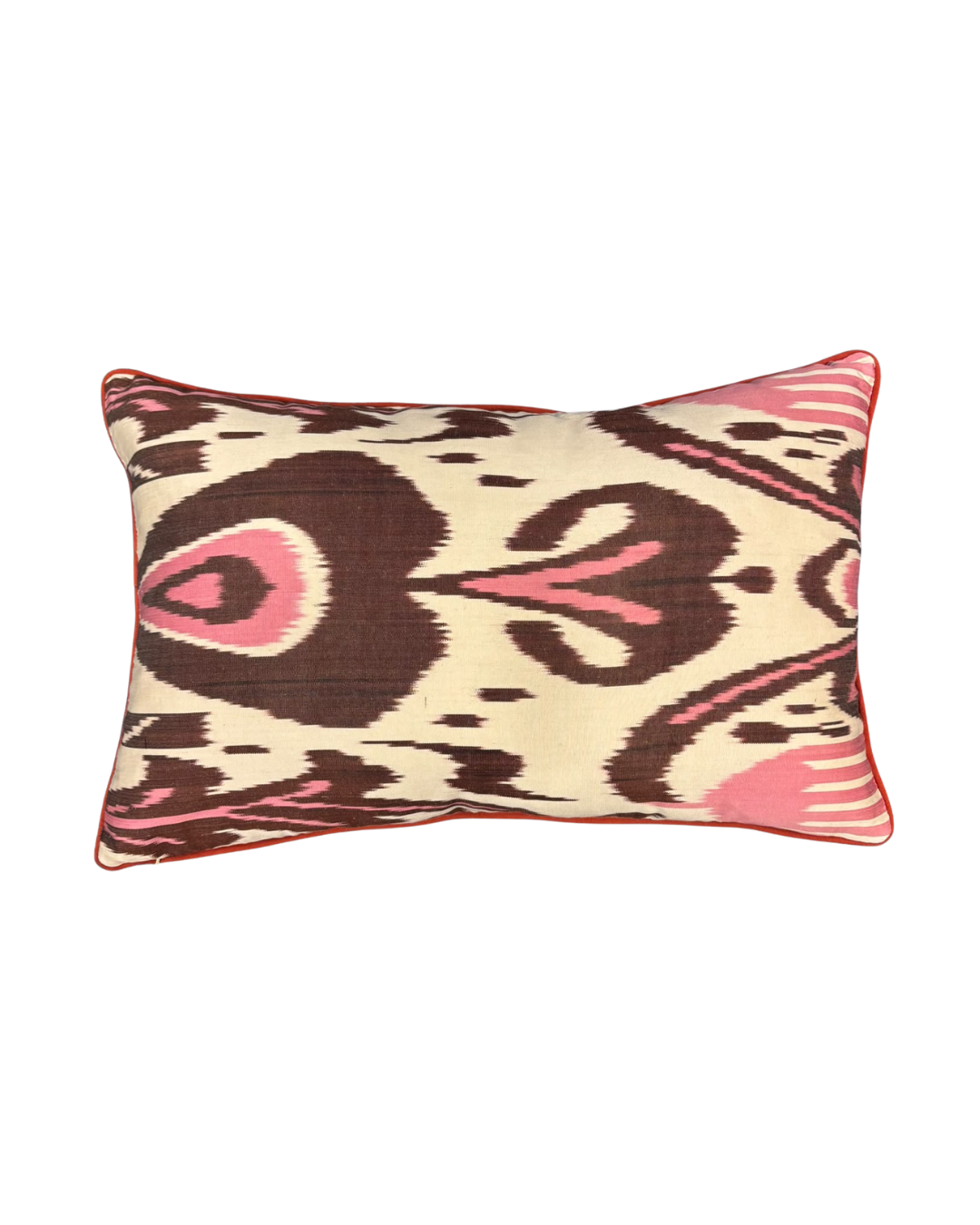 Cushion with a suzani front and an ikat back