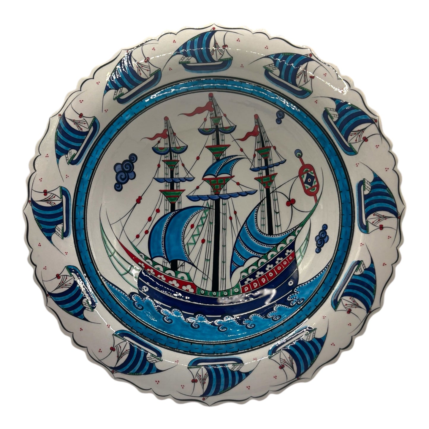 Iznik Deep Plate - Galleon Pattern