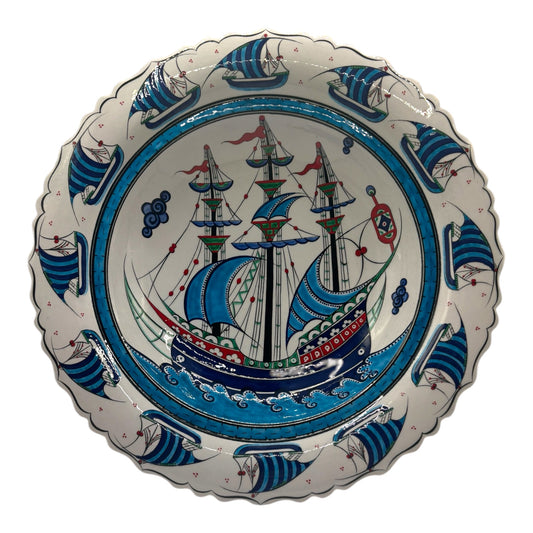 Iznik Deep Plate - Galleon Pattern